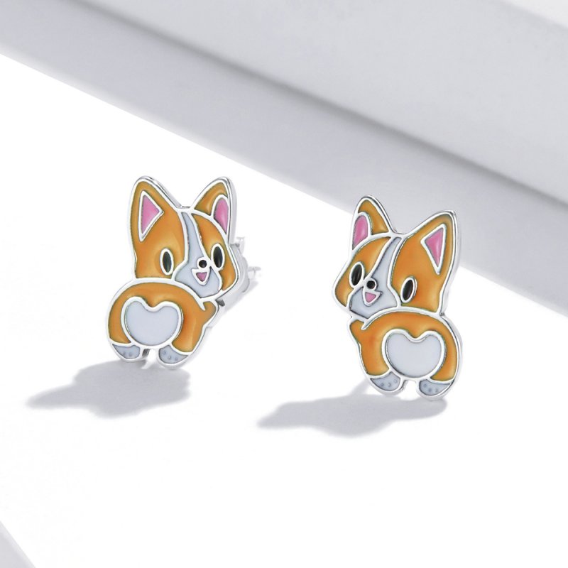 (kuva) Pandora-tyyliset Söpöt Corgi- korvakorut - SCE1281 - Näytä 2