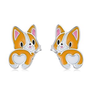 (kuva) Pandora-tyyliset Söpöt Corgi- korvakorut - SCE1281