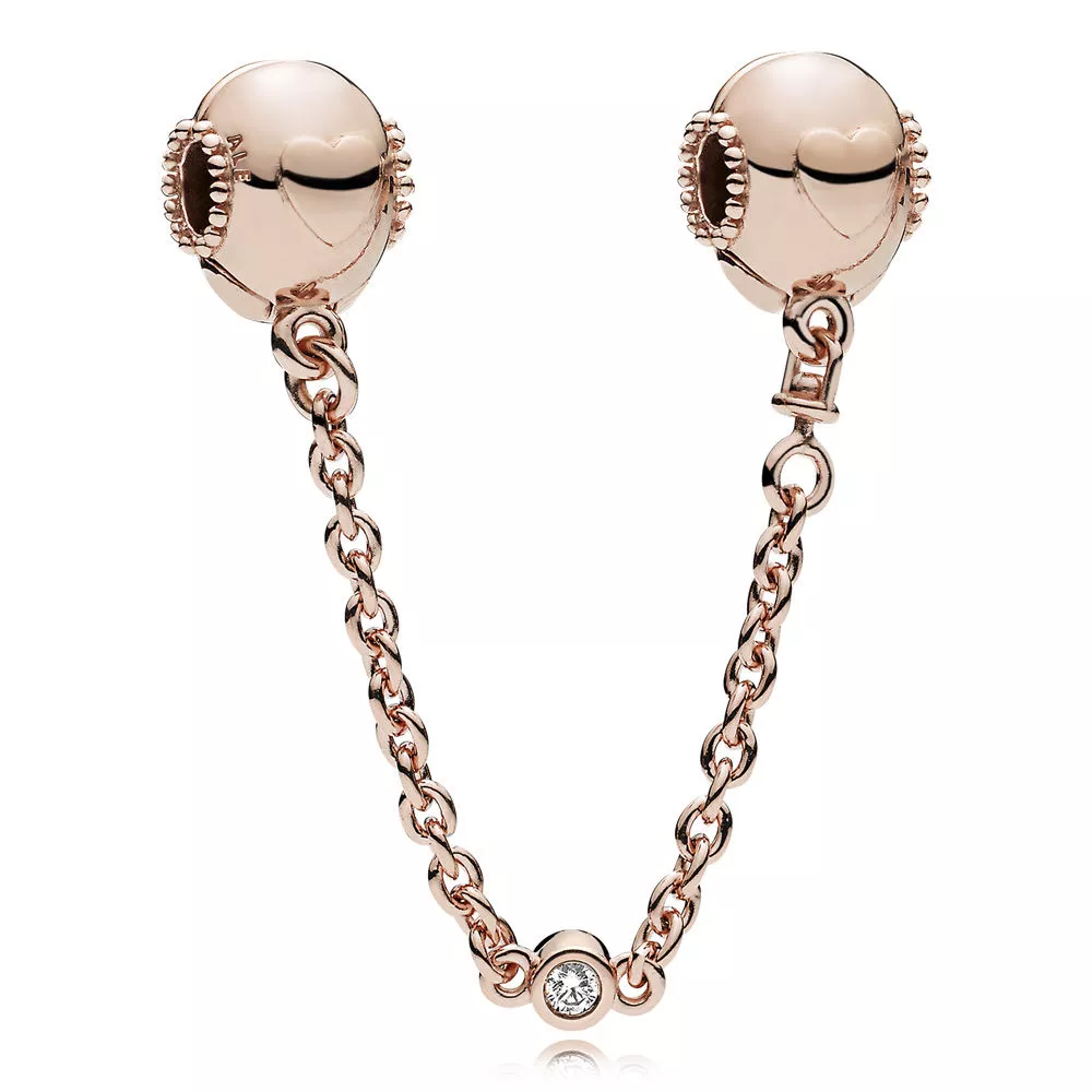 embossed hearts safety chain 787636cz helat pandora