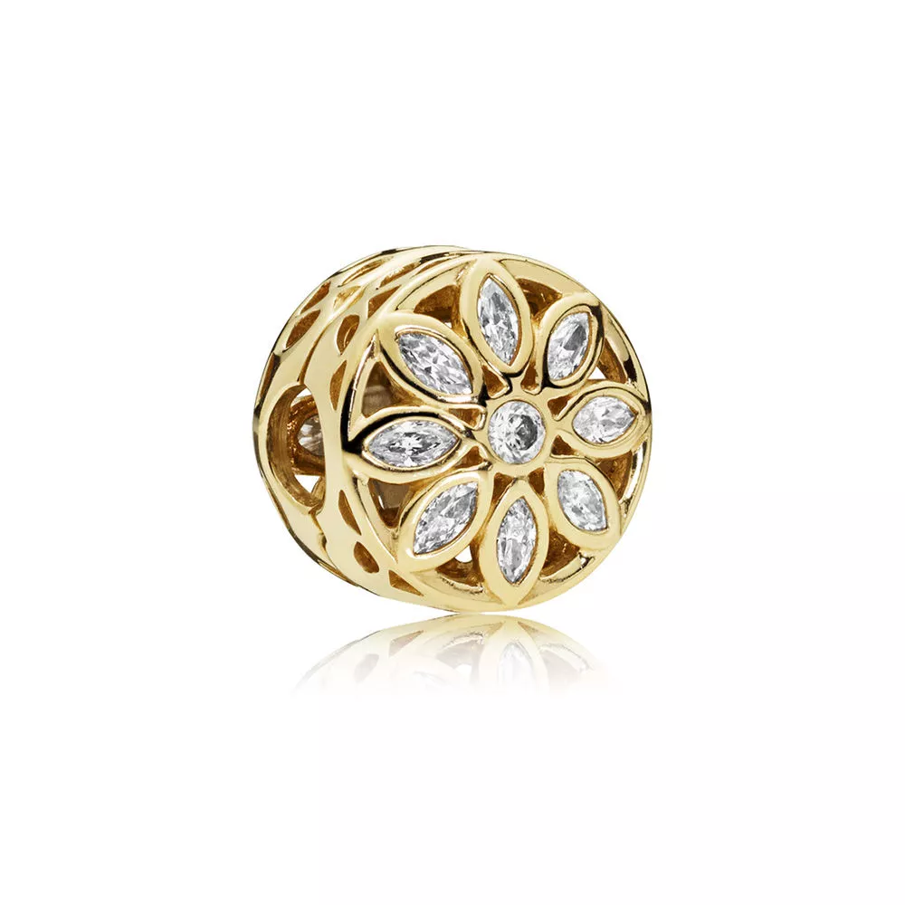 flower gold clip with clear cubic zirconia 757639cz helat pandora