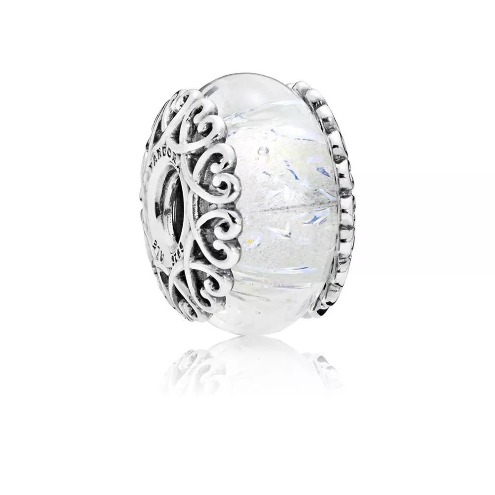 iridescent white glass murano charm 797617 helat pandora