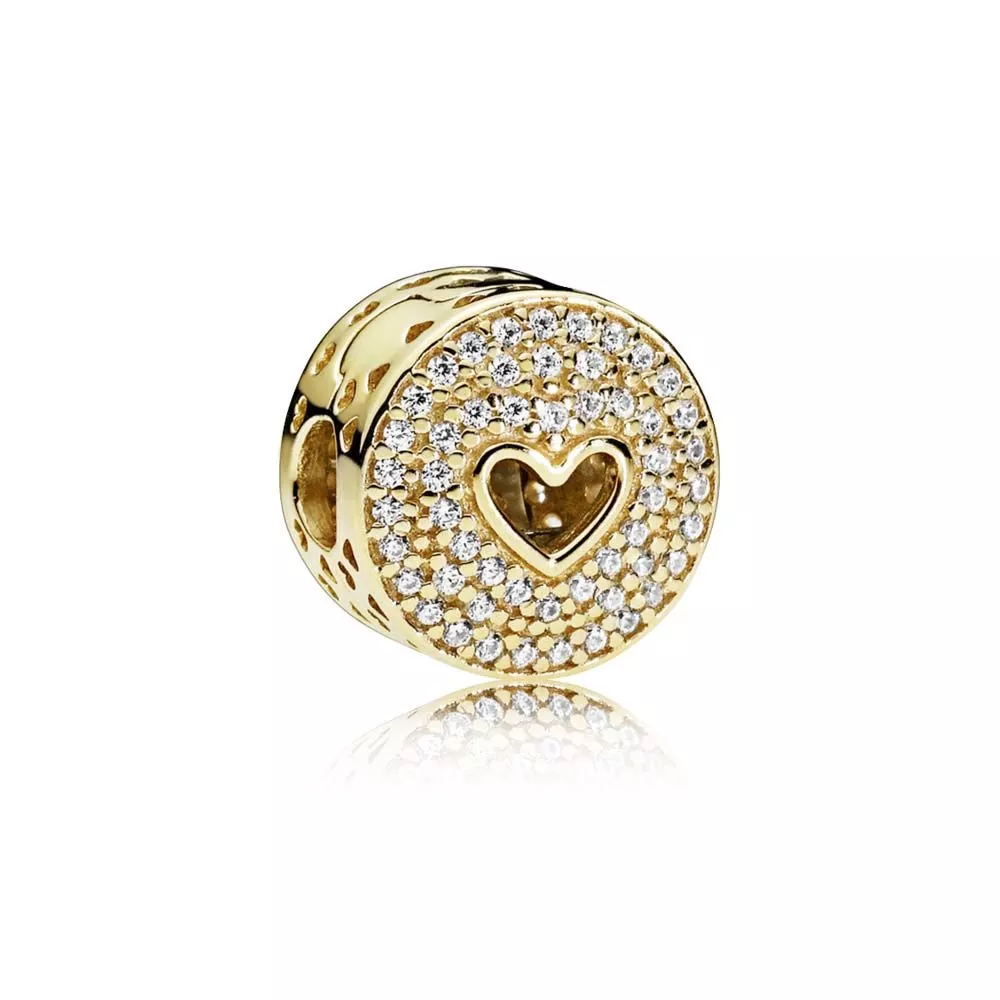 heart gold clip with clear cubic zirconia 757557cz helat pandora