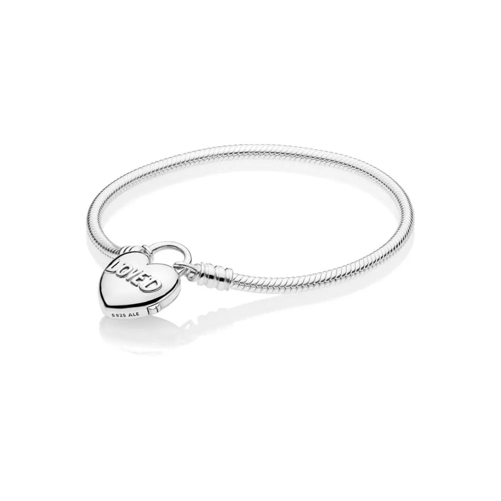 moments smooth you are loved padlock clasp bracelet 597806 rannekorut pandora