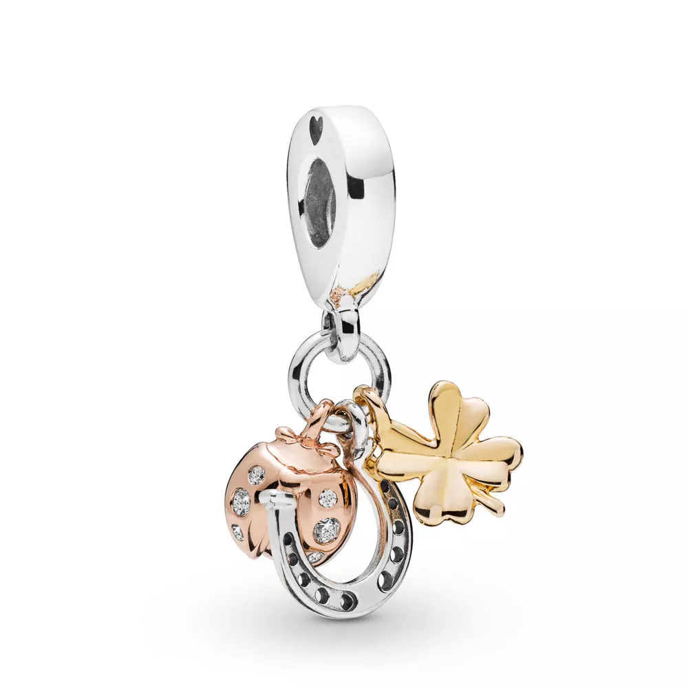horseshoe clover and ladybird pendant charm 797852cz helat pandora