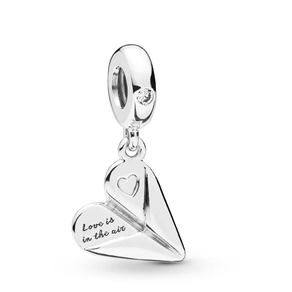 paper plane silver dangle with clear cubic zirconia 797876cz helat pandora