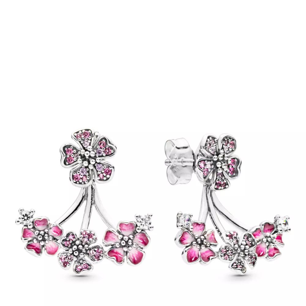pandora nappikorvakorut peach blossom flowers