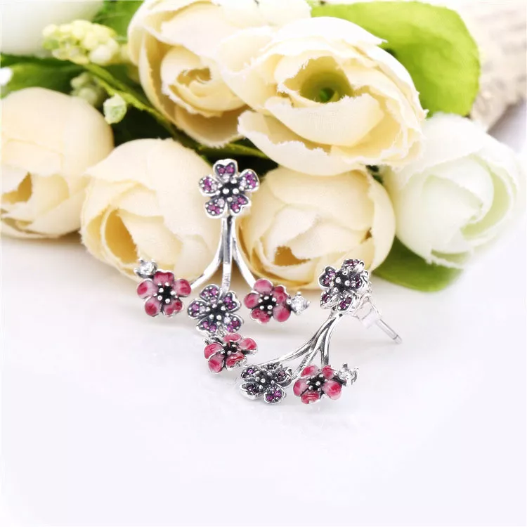(kuva) PANDORA nappikorvakorut - Peach Blossom Flowers - Näytä 4