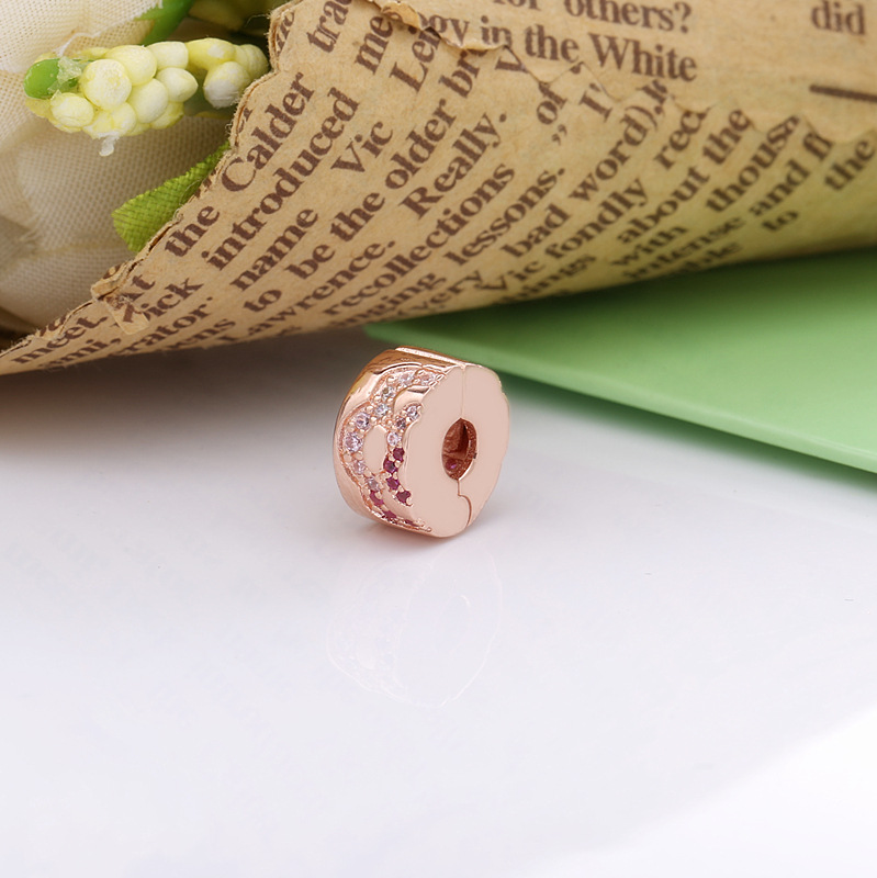 (kuva) PANDORA Pink Fan Pattern Spacer Clip Charm - 788153C01 - Näytä 2