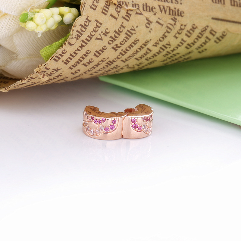 (kuva) PANDORA Pink Fan Pattern Spacer Clip Charm - 788153C01 - Näytä 4