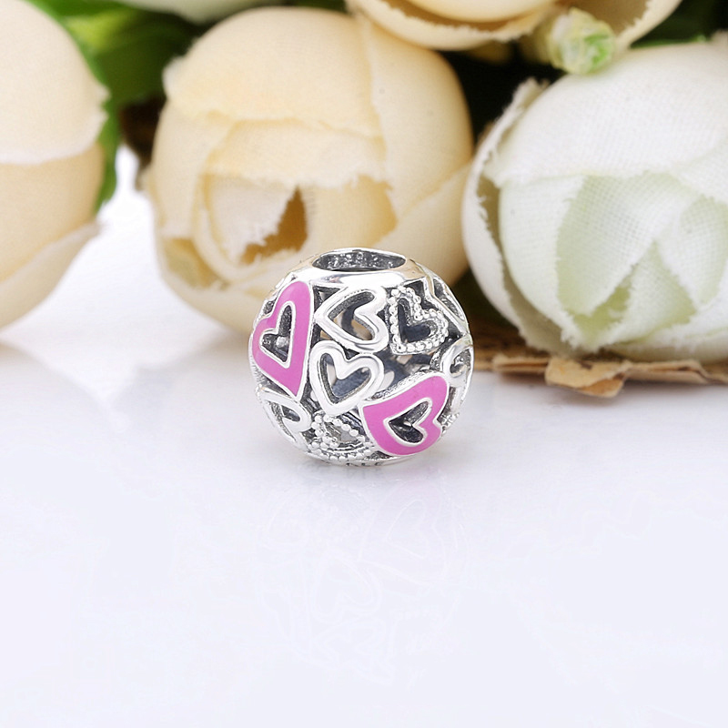 (kuva) PANDORA Pink Openwork Freehand Heart Charm - 798677C01 - Näytä 2