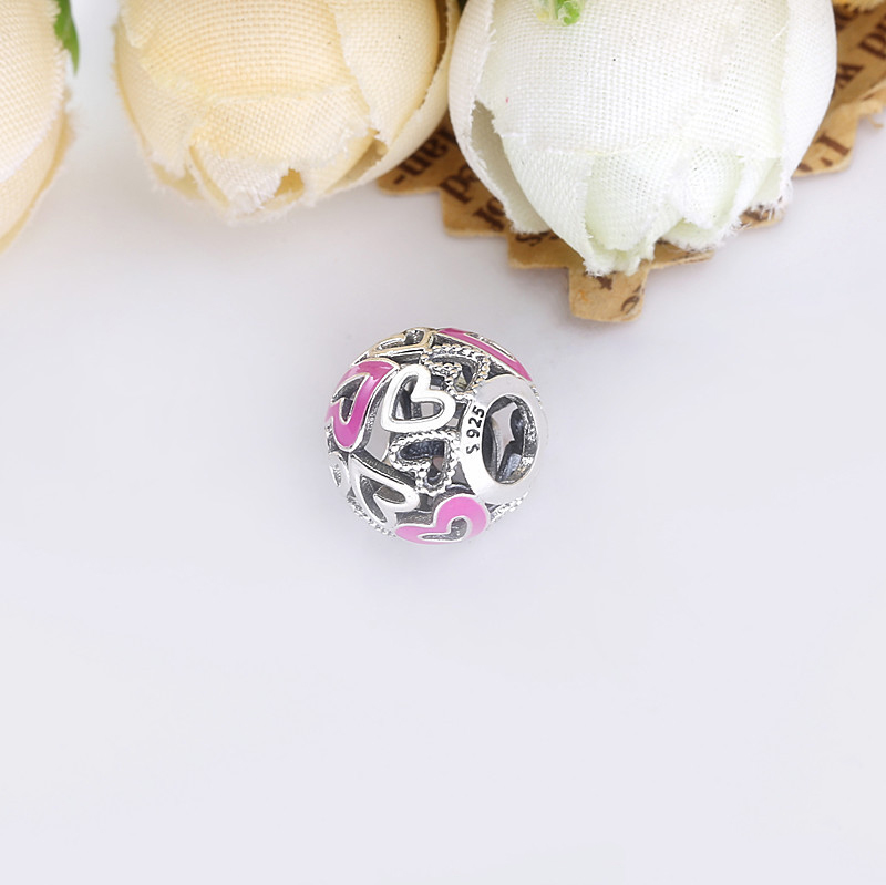 (kuva) PANDORA Pink Openwork Freehand Heart Charm - 798677C01 - Näytä 3