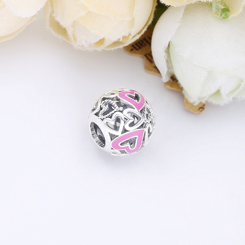 (kuva) PANDORA Pink Openwork Freehand Heart Charm - 798677C01 - Näytä 4