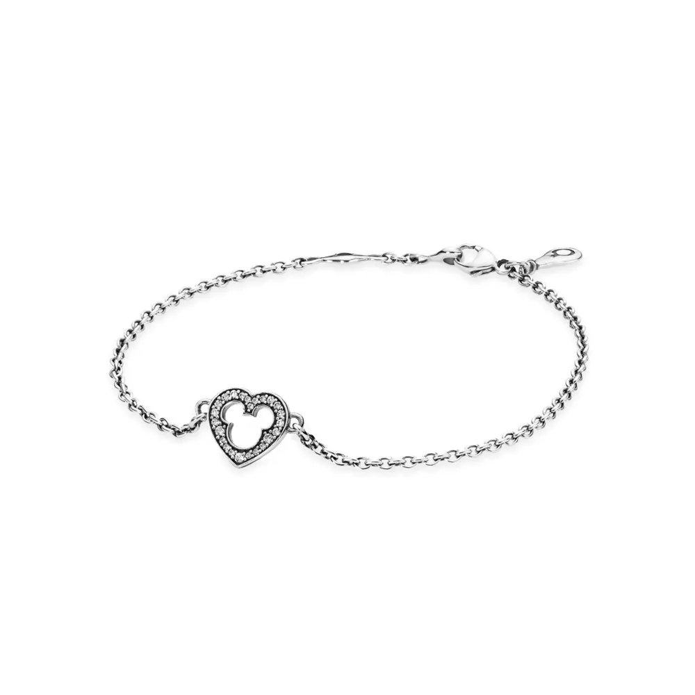 disney heart silver bracelet mickey silhouette 590512cz rannekorut pandora