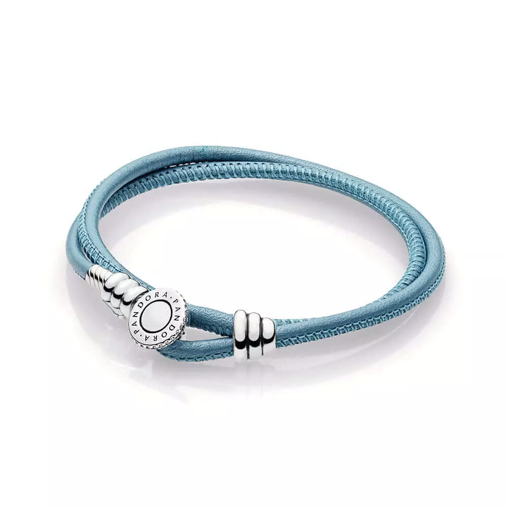 moments double leather bracelet turquoise 597194ctq d rannekorut pandora