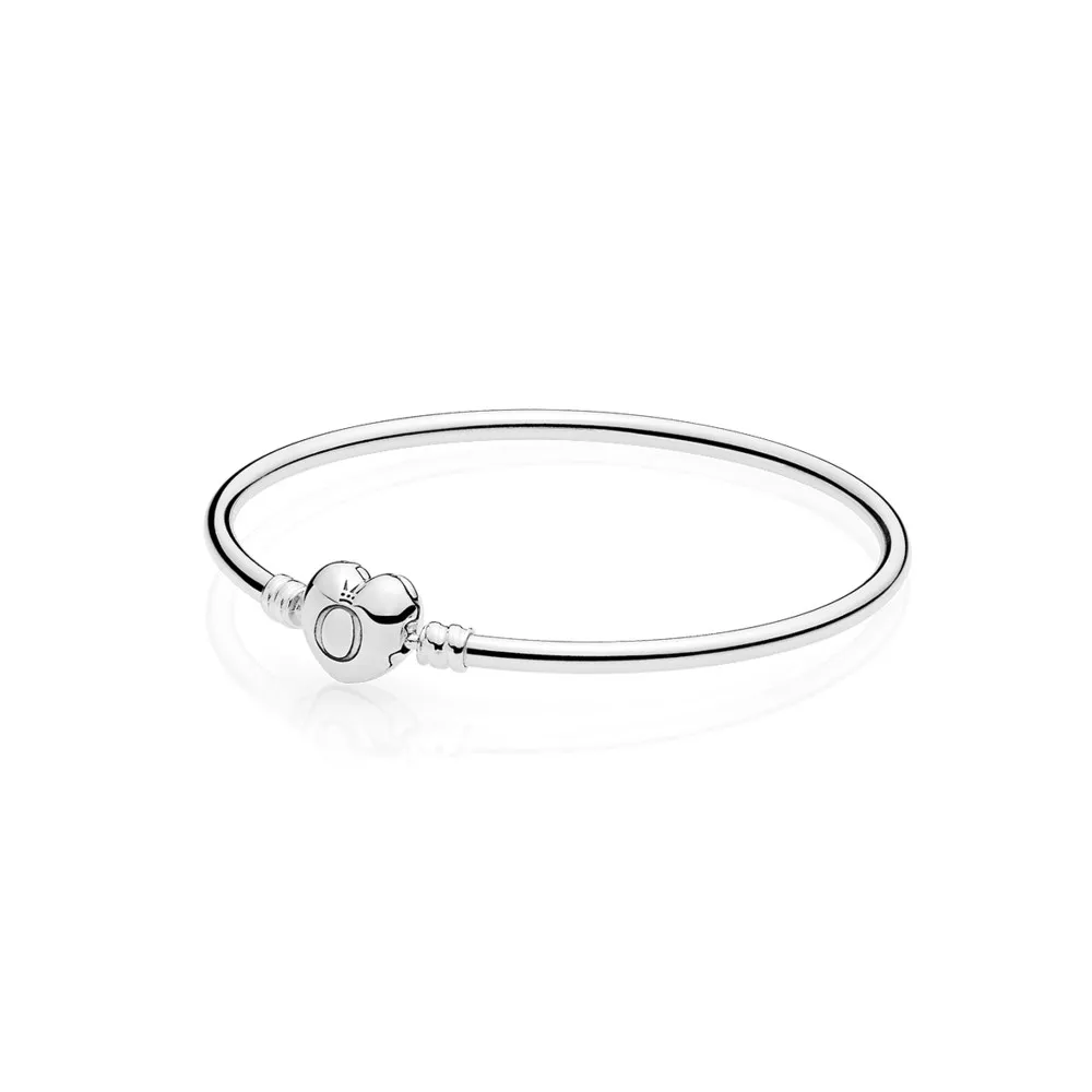 moments silver bangle logo heart clasp 596268 rannekorut pandora