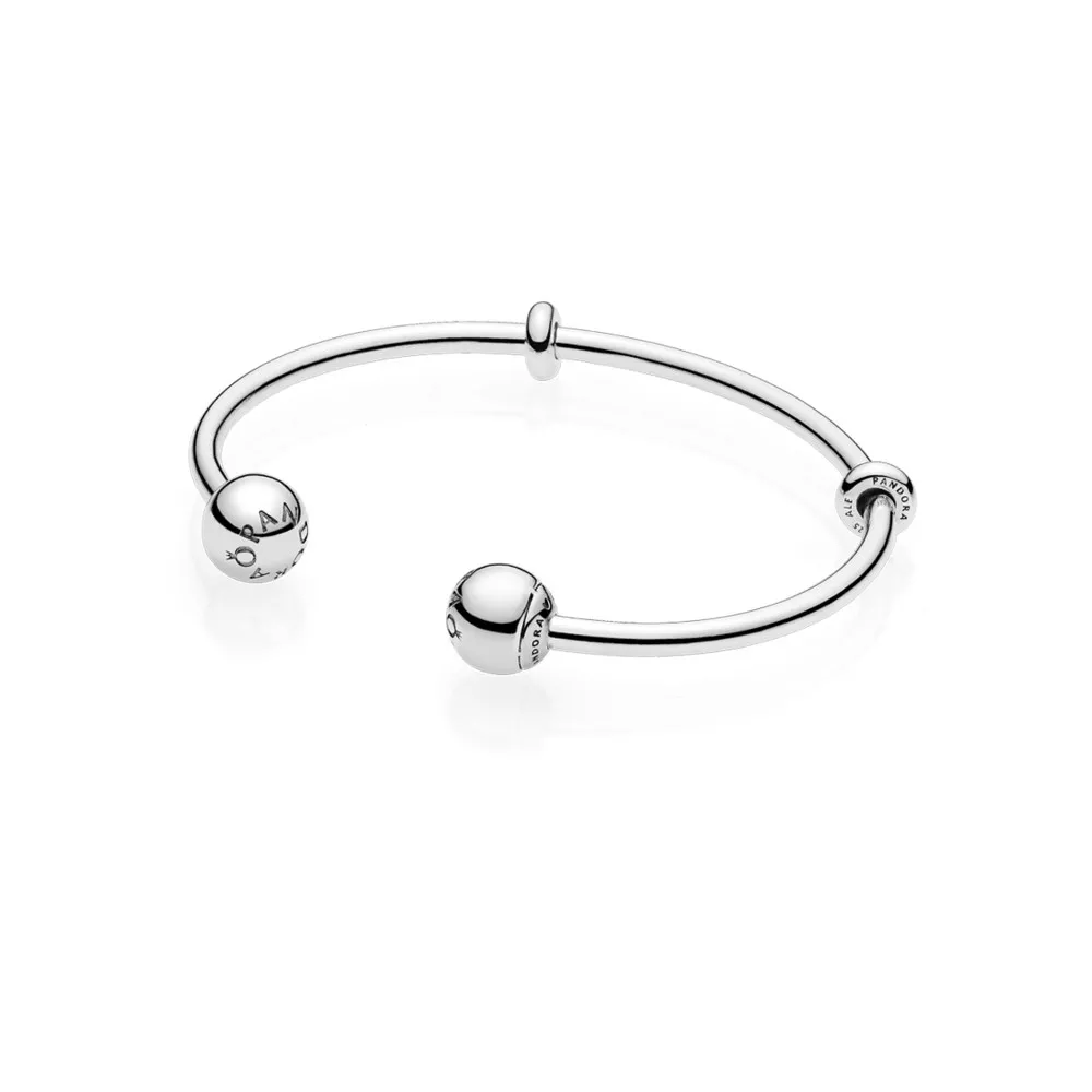 moments silver open bangle pandora logo caps 596477 rannekorut pandora