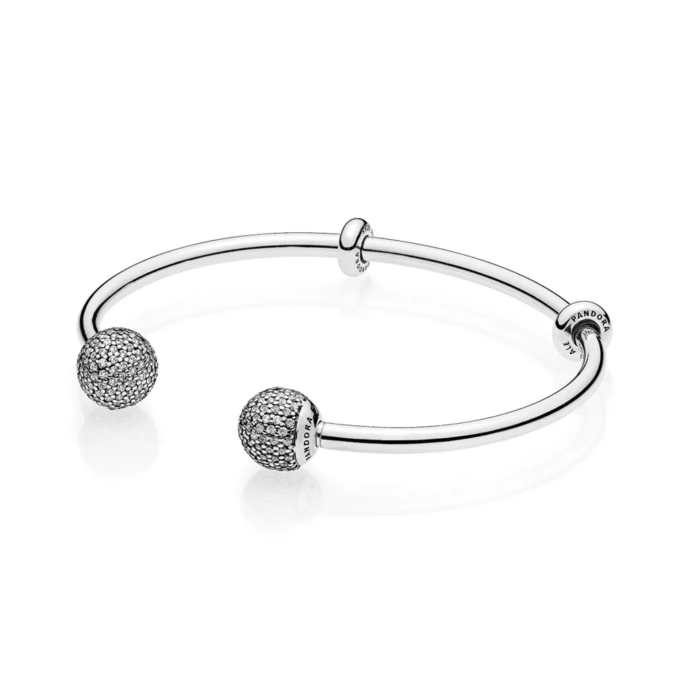 moments silver open bangle pavé caps 596438cz rannekorut pandora
