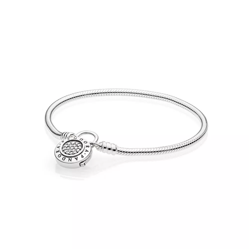 moments smooth silver bracelet pandora signature padlock