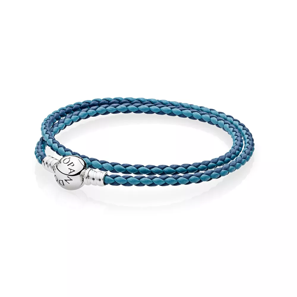 pandora moments double woven leather bracelet blue mix