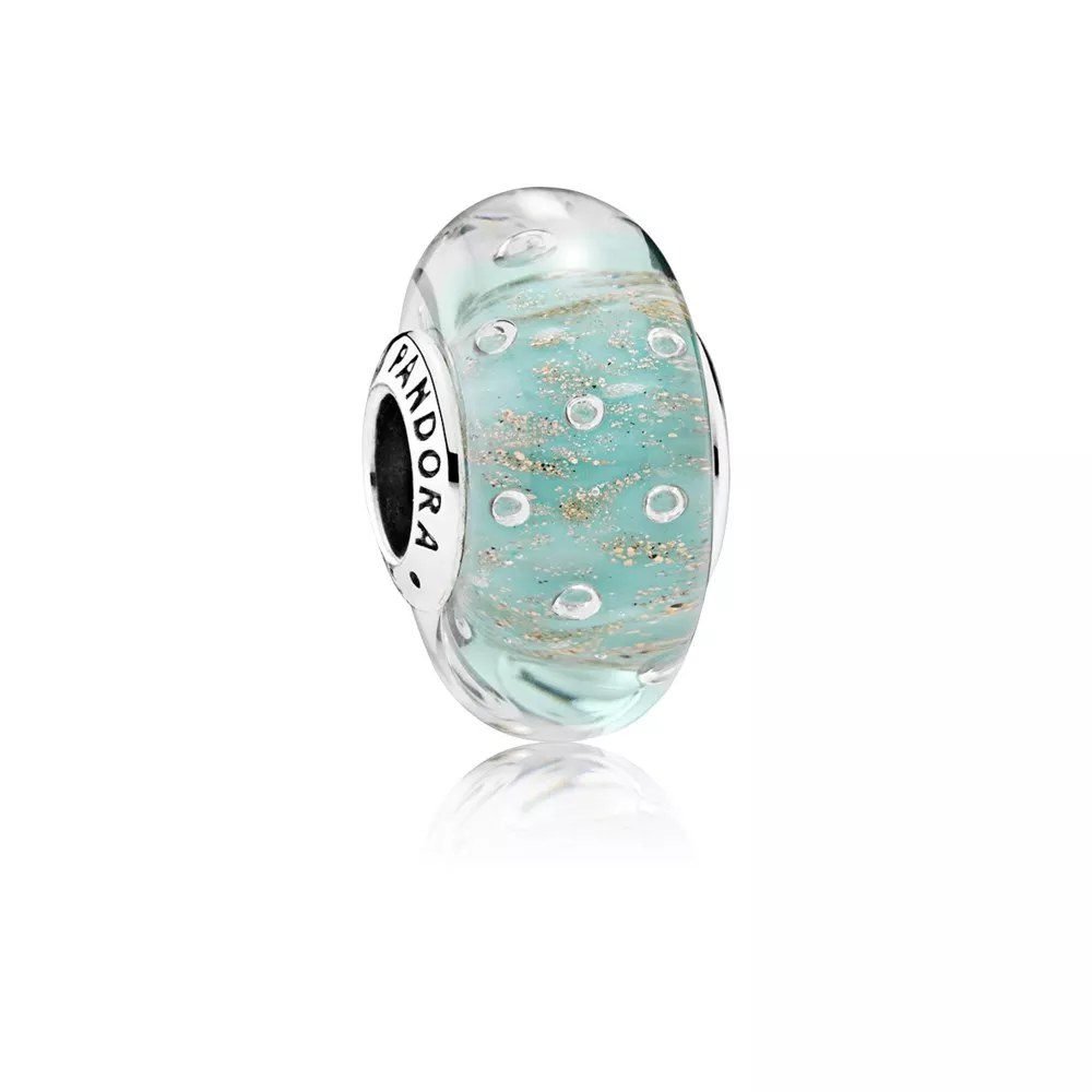 mint glitter glass murano charm 791669 helat pandora